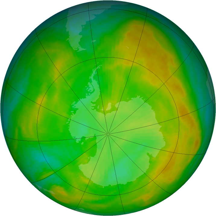 Antarctic ozone map for 18 December 1979